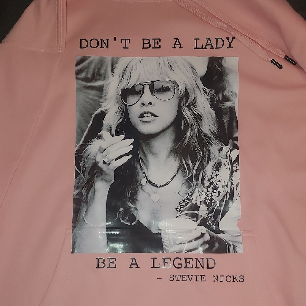 Pink Graphic Hoodie with Stevie Nicks Print